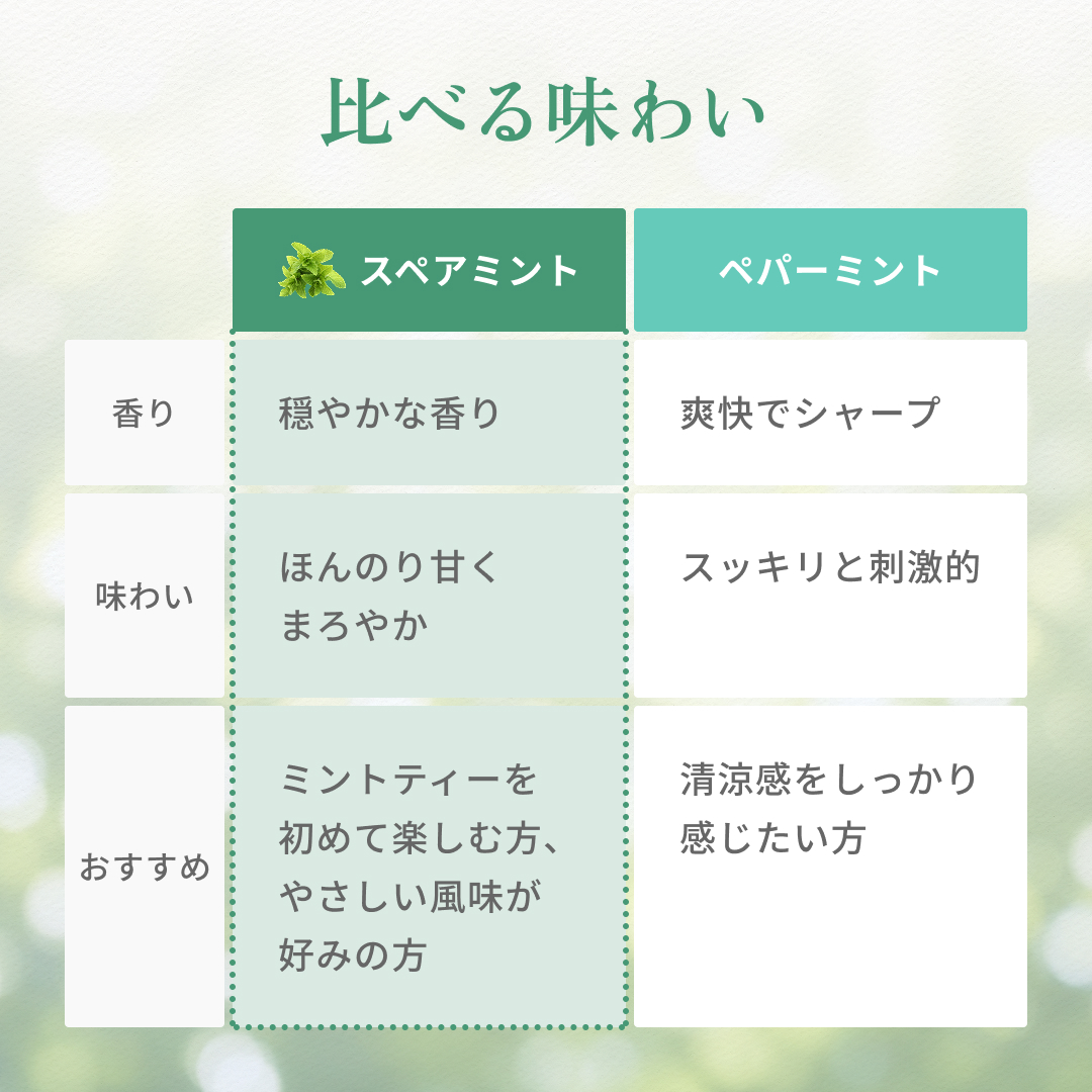 スペアミントとペパーミントの比べる味わい